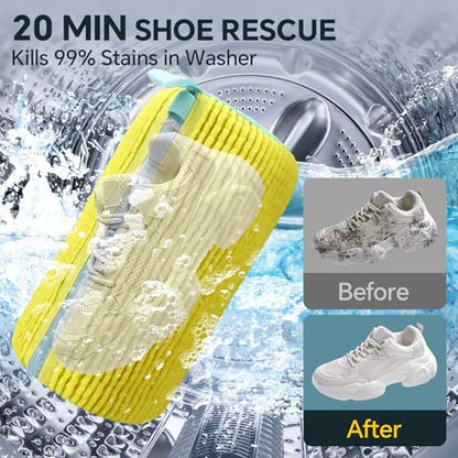 Shoe Washing Machine Bag: 2 Pack Reusable Shoes Cleaning Bags, Yellow - color: Yellow