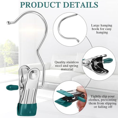 Yinder 150 Pcs Boot Hanger Clips Laundry Hooks Stainless Steel,Dark Green - color: Blackish Green