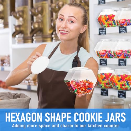 Uiifan Plastic Candy Jar with Lid Clear Hexagonal Fish Bowls,70 Oz - size: 70 oz