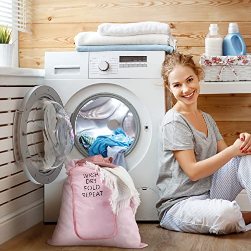 Boao 2 Pcs Travel Laundry Bag with Drawstring Zipper - color: Pink, Blue, size: Classic