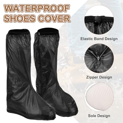 HARFINGTON Waterproof Shoes Cover L (US 19) Non-Slip Overshoes with Zipper - color: Black, size: XXXL (US 9)