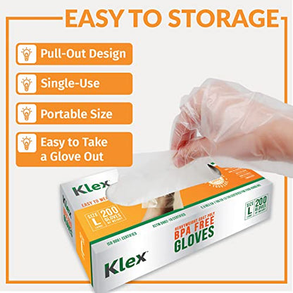 Klex 1000 BPA Free Disposable Heavyweight Cast Poly CPE Gloves, Embossed PE Plastic Glove for Food Handling Food Prep Safe, Latex & Powder Free (1000 Count, Medium) - size: Medium (Pack of 1000)