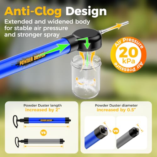 Diatomaceous Earth Powder Duster Applicator with Adjustable 4FT Rod Blue - color: Blue