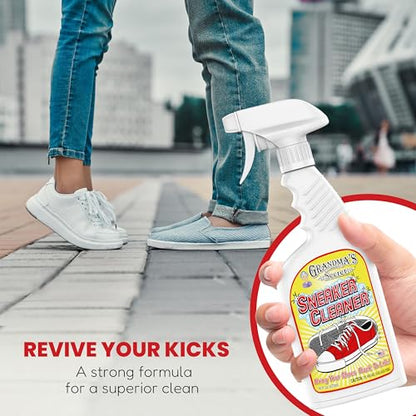 Grandma's Secret Shoe Cleaner - Stain Remover Spray for Rubber, Canvas and Leather - Removes Dirt, Grime and Grass - Sneakers Cleaner for Outdoor Shoes, Slippers and Moccasins 16 oz - size: 16.00 Fl Oz (Pack of 1), style: Sneaker Cleaner