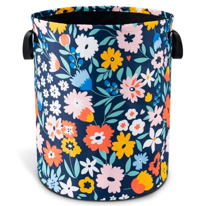 Folk Floral Art Laundry Basket Foldable Waterproof Hamper 18.9 x 16.5 Inch - color: Folk Floral Art