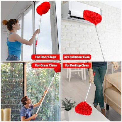 FONUNO Ceiling Fan Cleaner Duster High Ceiling Extended Fan Blade Cleaner - color: Red