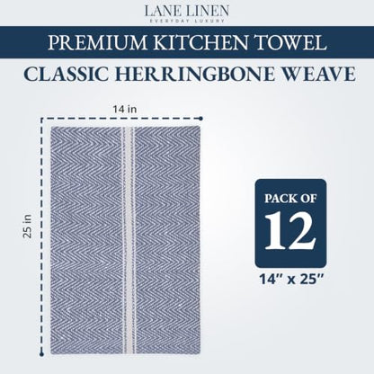 LANE LINEN Kitchen Towel Set 100% Cotton Absorbent Lint-Free 12 Pack - color: 01: Blue Chambray, size: 12 Pack