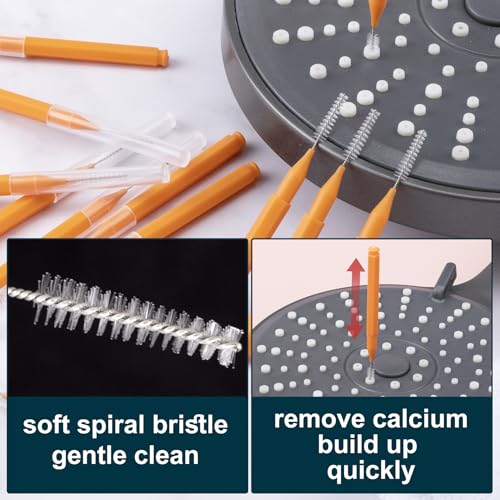 15 Pcs Shower Head Cleaning Brush, Showerhead Cleaner Picks, Nylon Interdental Brush, Shower Cleaner Tiny Brushes for Cleaning Shower Head (Orange)