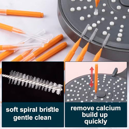 15 Pcs Shower Head Cleaning Brush, Showerhead Cleaner Picks, Nylon Interdental Brush, Shower Cleaner Tiny Brushes for Cleaning Shower Head (Orange)