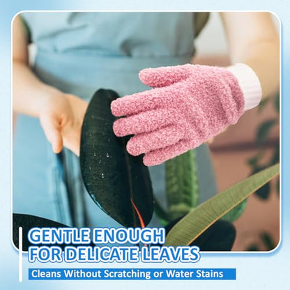 MIG4U Microfiber Dusting Gloves House Cleaning Glove for Blinds, Windows, Shutters, Furniture, and Car, Reusable Lint-Free Pink 2 Pairs S/M - color: Pink 2 Pairs