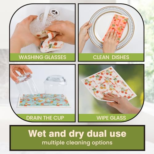Swedish Dishcloths for Kitchen Reusable 6 Pack Kitchen Towels No Odor Quick-Drying Reusable Paper Towels Reusable Paper Towels Washable for Countertop, Sink, and Kitchen Rose - color: Rose