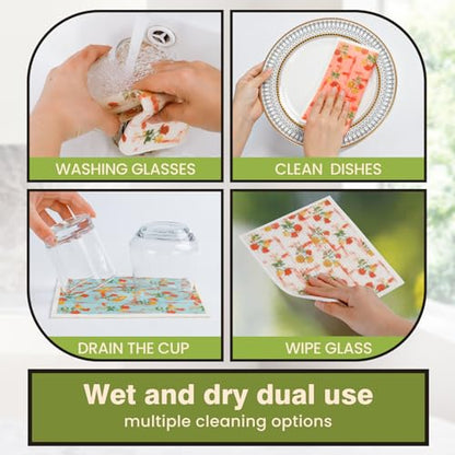 Swedish Dishcloths for Kitchen Reusable 6 Pack Kitchen Towels No Odor Quick-Drying Reusable Paper Towels Reusable Paper Towels Washable for Countertop, Sink, and Kitchen Rose - color: Rose
