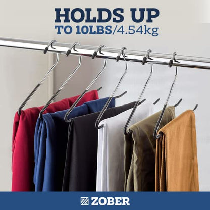 Zober Pants Hangers Non Slip - Open Ended Pants and Jean Hangers for Closet - Space Saving Clothes Hanger - Strong, Durable, Metal Pant Hangers (Black 2O Pack) (Pack of 6) - size: 2O Pack (Pack of 6)