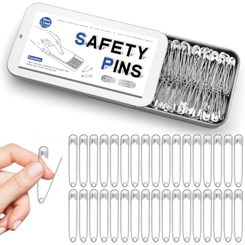 Jmuiiu 250Pcs Safety Pins, 1.1Inch Small Inch Clothes Pin - size: 1.1 inch-250 pcs