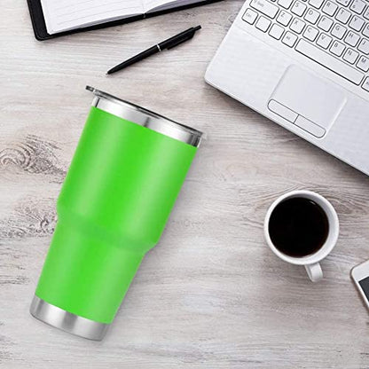 D·S 30 oz Lime Tumbler Double Wall Vacuum Insulated Travel Coffee Mug - color: Lime Green