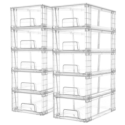 Vtopmart 10 Pack Stackable Clear Drawer with Dividers - size: 10Pack 4.4"H-with Dividers