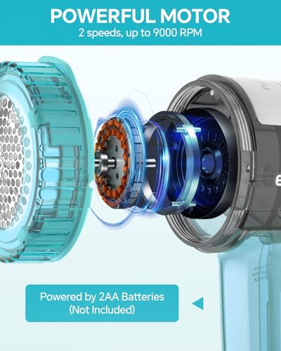 BEAUTURAL Fabric Shaver and Lint Remover, Portable Sweater Defuzzer - color: Tiffany Blue, size: Standard