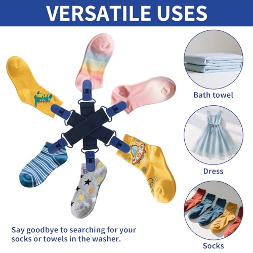 Bed Sheet Detangler with 6-Clip, WAD Preventer Stop Bed Sheets/Duvet Covers/Blankets from Tangling, Twisting & Balling up in Dryer Washer and Dryer, 4 pcs(Blue) - color: Blue