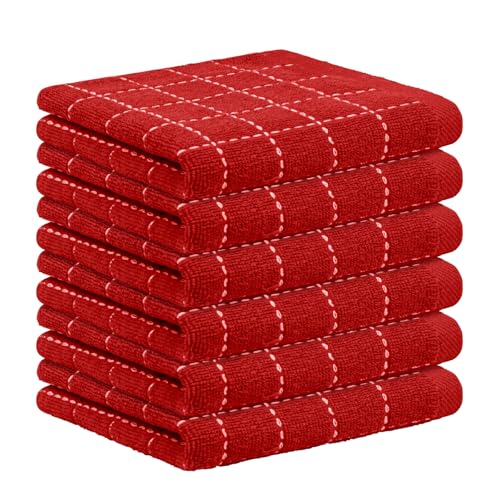 Nialnant 6 Pack Terry Kitchen Towels,Dish Cloths for Washing Dishes - color: Red, size: 12 x 12 in - 6PCS