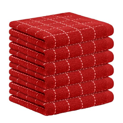 Nialnant 6 Pack Terry Kitchen Towels,Dish Cloths for Washing Dishes - color: Red, size: 12 x 12 in - 6PCS