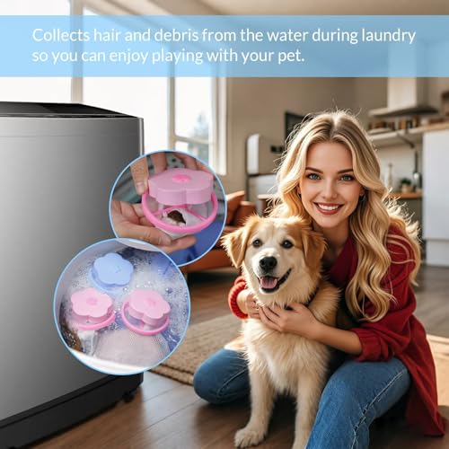 Pet Hair Remover for Laundry,Lint Catcher for Washing Machine, 2026 Upgraded Floating Hair Filter Mesh Removal, Cat and Dog Hair Washing Machine Catcher; 4 Piece