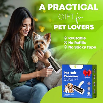 Pet Hair Removal Tool - Reusable Lint Roller for Dog & Cat Hair Remover for Furniture, Couch & Car Seats - No Sticky Tape, No Refills