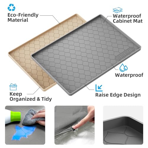 Winisok Waterproof Under Sink Mat 34" x 22", Silicone Mat, Dark Gray - color: Dark Gray, size: 22"W x 34"L