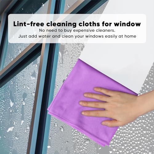 HOMEXCEL Glass Cleaning Cloths 6PK, Streak Free Towel for Windows, 14x16in - color: Purple, size: 14 x 16 Inch