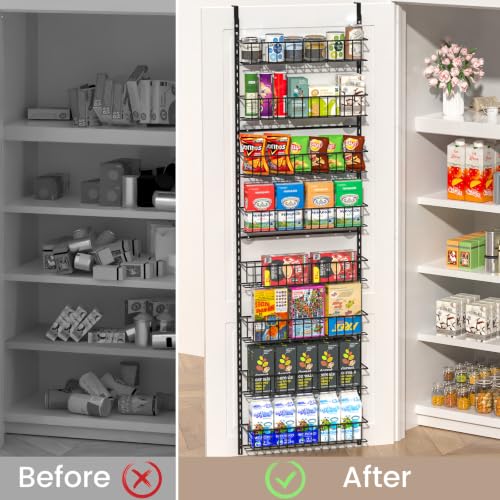 ElegantArray 8-Tier Pantry Door Organizer, Black - color: Black, size: 8-Tier