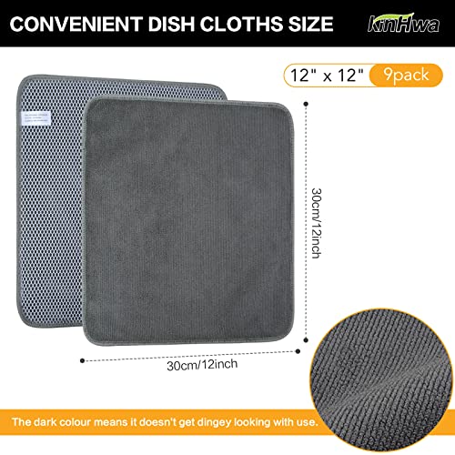 KinHwa Dish Cloths for Washing Dishes with Scrub Side, Microfiber Dish Rags - color: Gray, size: 12inchx12inch