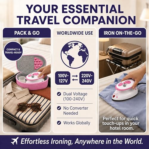 The Quilted Bear Premium Mini Steam Iron for Quilting and Travel, Pink - color: Pink, size: Premium Mini Iron Set