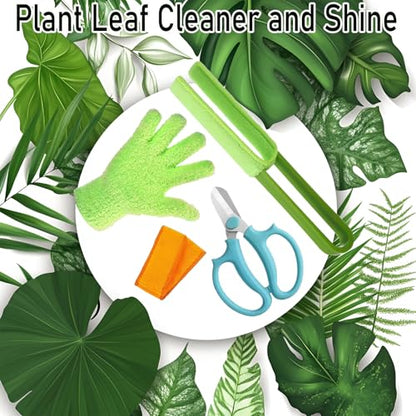 Leaf Cleaning Tongs |Microfiber Gloves for Plant Dusting Gentle Leaf Shine Comes with 2 Removable Sleeves and and 1 Garden Shear