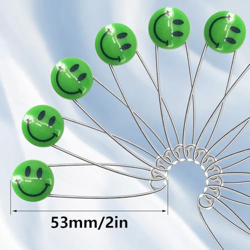 50 PCS Safety Pin 53mm/2.1in Baby Diaper Pins for Cloth Plastic Head Baby Pins for Diapers Stainless Steel Cloth Pins with Locking Closures Nappy Pin for Crafts（XL/Green） - color: Green