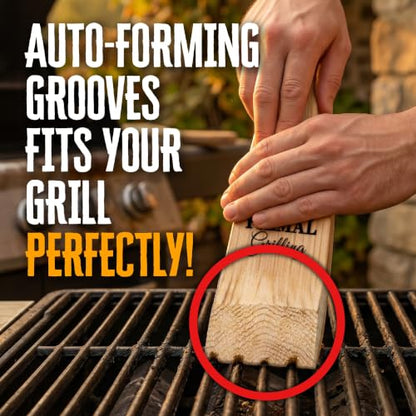 Cedar Grill Scraper Gift Set – 12" & 18" | Gift for Men & Dad | Bristle-Free BBQ Grill Cleaner Dual Pack | Safe for Gas, Charcoal & Flat-Top Grills | Wire Brush Alternative