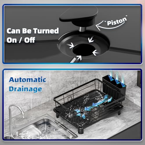 GAOKASE Dish Drying Rack, Stainless Steel-Dish Rack, Double Layer, - color: Black 3