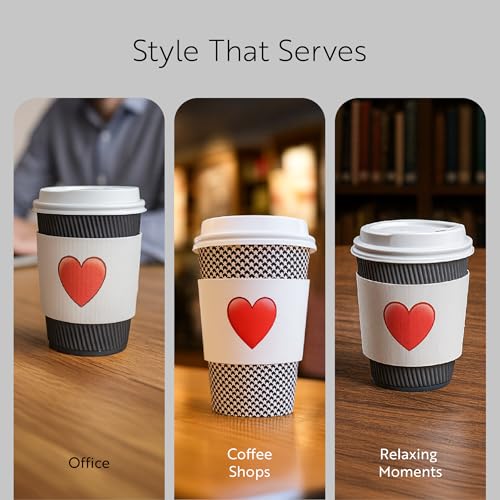 Restaurantware Coffee Cup Sleeves 50 Pack Fits 12, 16, 20 oz Coffee Cups Disposable Hot Drink Sleeves Secure Grip Heat-Resistant Jacket for Tea, and Beverages White - color: White, size: Heart