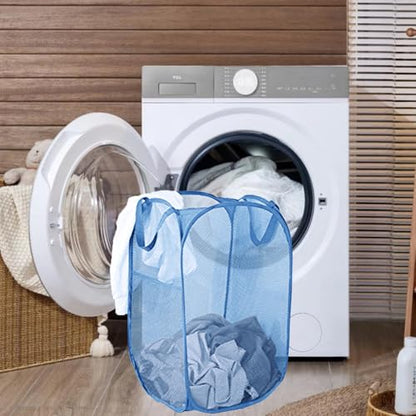 Mesh Pop Up Laundry Hamper, Collapsible Laundry Baskets, Foldable Dirty Clothes Hampers for Bathroom, College Dorm, Travel (Ash Blue) - color: Ash Blue - 1pcs