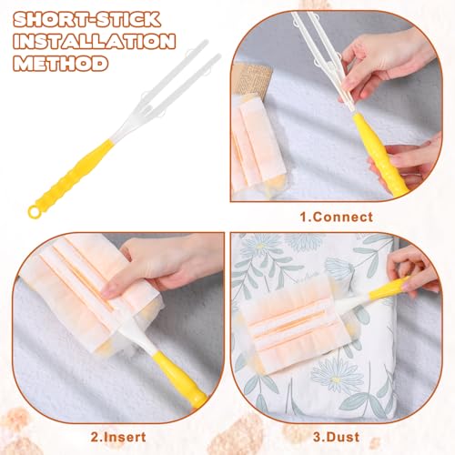 2Pcs Replacement Handles Compatible with Swiffer Duster Refill, Duster Extendable Handle, Adjustable Length Handles Only (Telescopic Handle + Short Handle