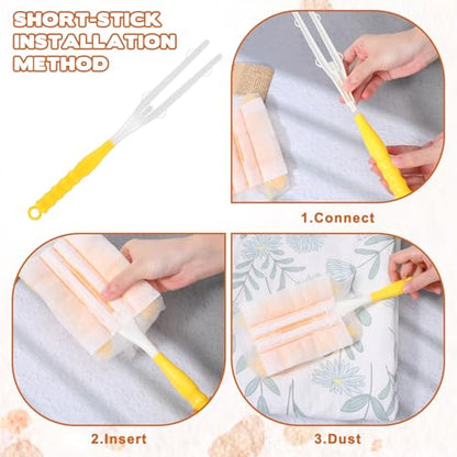 2Pcs Replacement Handles Compatible with Swiffer Duster Refill, Duster Extendable Handle, Adjustable Length Handles Only (Telescopic Handle + Short Handle