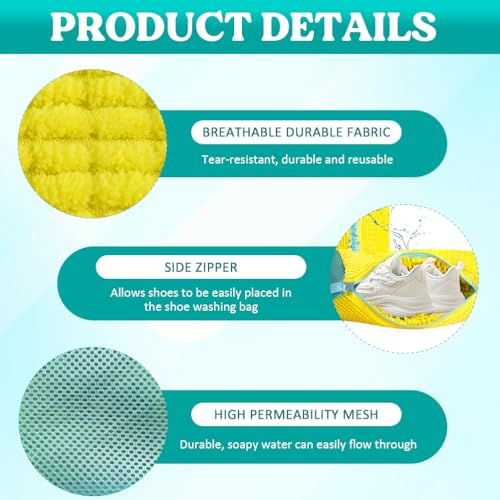 Shoe Washing Machine Bag 2 Pack, Laundry Shoe Bag for Washer and Dryer - color: Yellow 2pcs