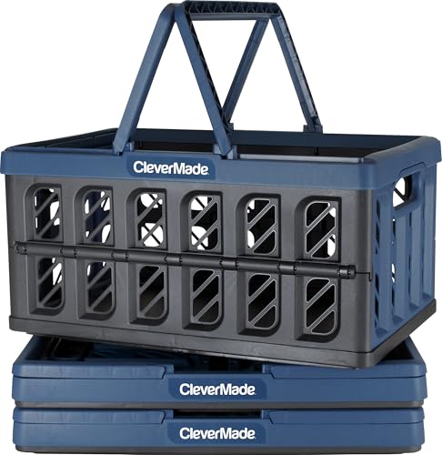 CleverMade Eco Collapsible Shopping Basket with Handles, 24L Ocean, 3 Pack - color: Ocean, size: 24l - 3 Pack