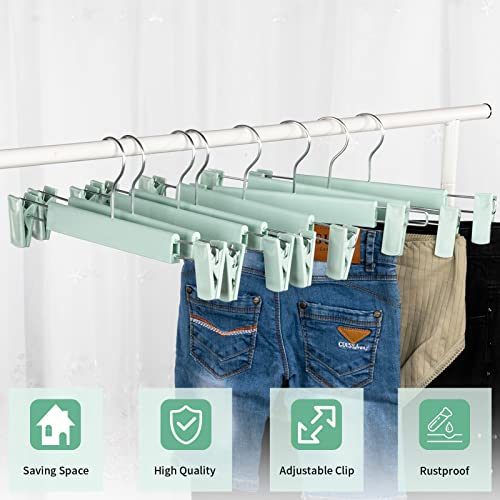 Pants Hangers with Clips, Skirt Hangers, 10 Pack, Light Green - color: Light Green, size: 10Pack