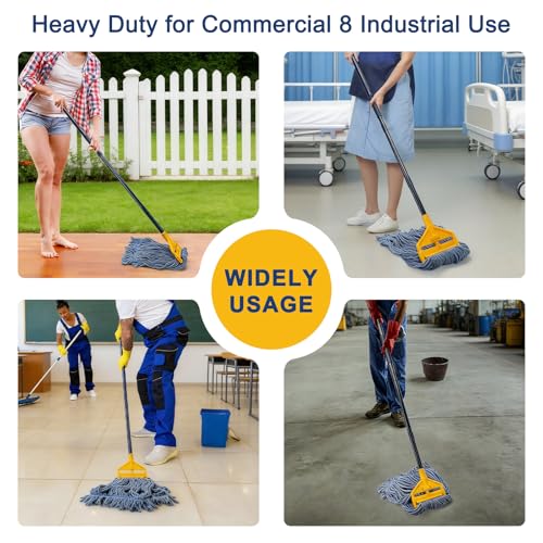 KeFanta 2 Pack Commercial Mop Heavy Duty Industrial Mops,60" Long Handle - size: 2 pack commercial mop-blue