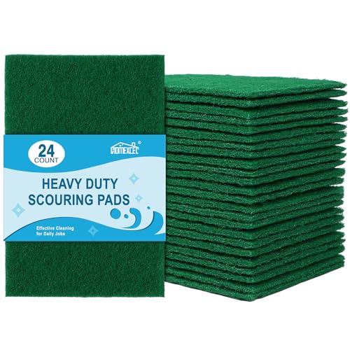 HOMEXCEL Heavy Duty Scouring Pads, 24 Pack Green Scrub Pads for Cleaning
