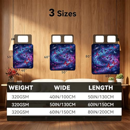 Cosmic Galaxy Butterfly Throw Blanket, Flannel Fleece 60" x 80" - color: Cosmic Galaxy Butterfly, size: 60"x80"