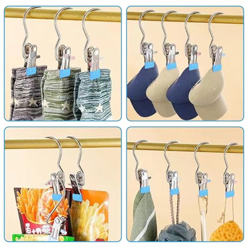 20 Pack Multi-Functional Boot Hangers - Space Saving Closet Clips & Laundry Hooks for Pants, Hats, Socks & Gloves (Blue)