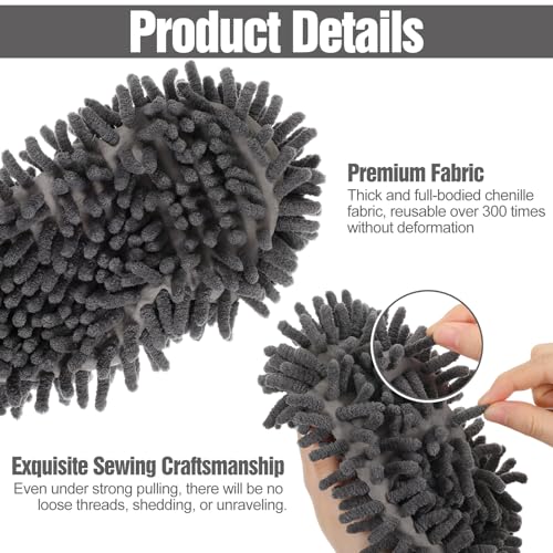 10 Pcs Mop Slippers Socks Floor Cleaning, 5 Pairs Microfiber Shoe Covers Dust Soft Washable Reusable Foot Socks for Woman Man House Kitchen (Grey)