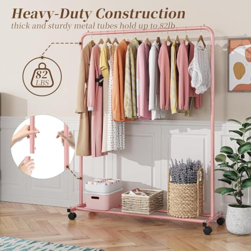 Simple Trending Clothes Clothing Garment Rack, Clothes Organizer, Pink - color: Pink, size: 14.75"D x 43.5"W x 54.25"H