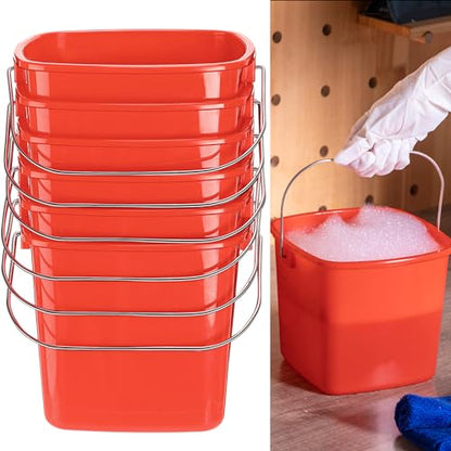 Zhehao 6 Pcs 3 Quart Small Sanitizer Cleaning Bucket, Red - color: Red