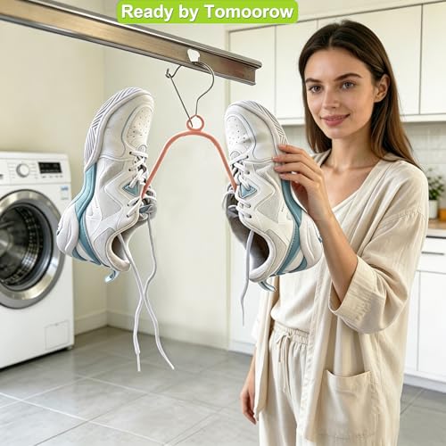 Shoe Drying Hanger for Washing Machine Shoes – Stainless Steel 3-Pack, Space-Saving Sneaker Dryer for Fast Air Drying, Laundry Room & Closet Shoe Organizer (Pastel Pink) - color: Pastel Pink